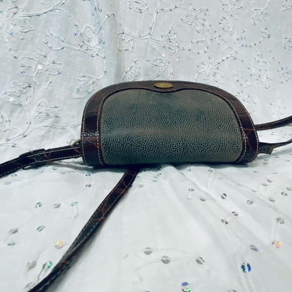 Vtg Jane Shilton Clubhouse Crossbody Bag Blue-Green Snakeskin Leather and Brown - Picture 6 of 9